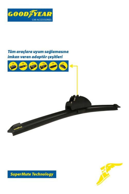 مجموعة ممسحات جوديير أنادول إس في سوبرموت 2-PACK BANANA 1966-1976 SW (350MM+350MM) - 4