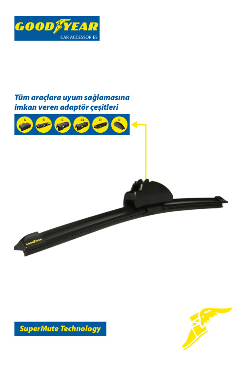 Goodyear AUDI A1 Supermute Front and Back 3 Pan Banana Wiper Team 2010-2022 hatchback (3 doors) (600mm+400mm+380mm) - 4