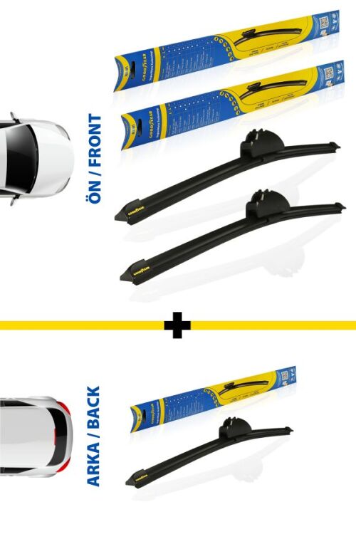 Goodyear Seat Ibiza Supermute front and rear 3-banana wiper team 2011-2022 SW (600mm+400mm+380mm) - 1